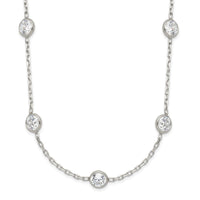Sterling Silver Clear 4mm 15-Station CZ w/2in ext. Necklace