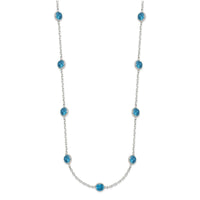 Sterling Silver 9-Station Blue CZ Necklace