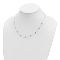 Sterling Silver 9-Station Blue CZ Necklace