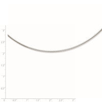 Sterling Silver Rhodium-plated 2mm Round w/2in ext Cubetto