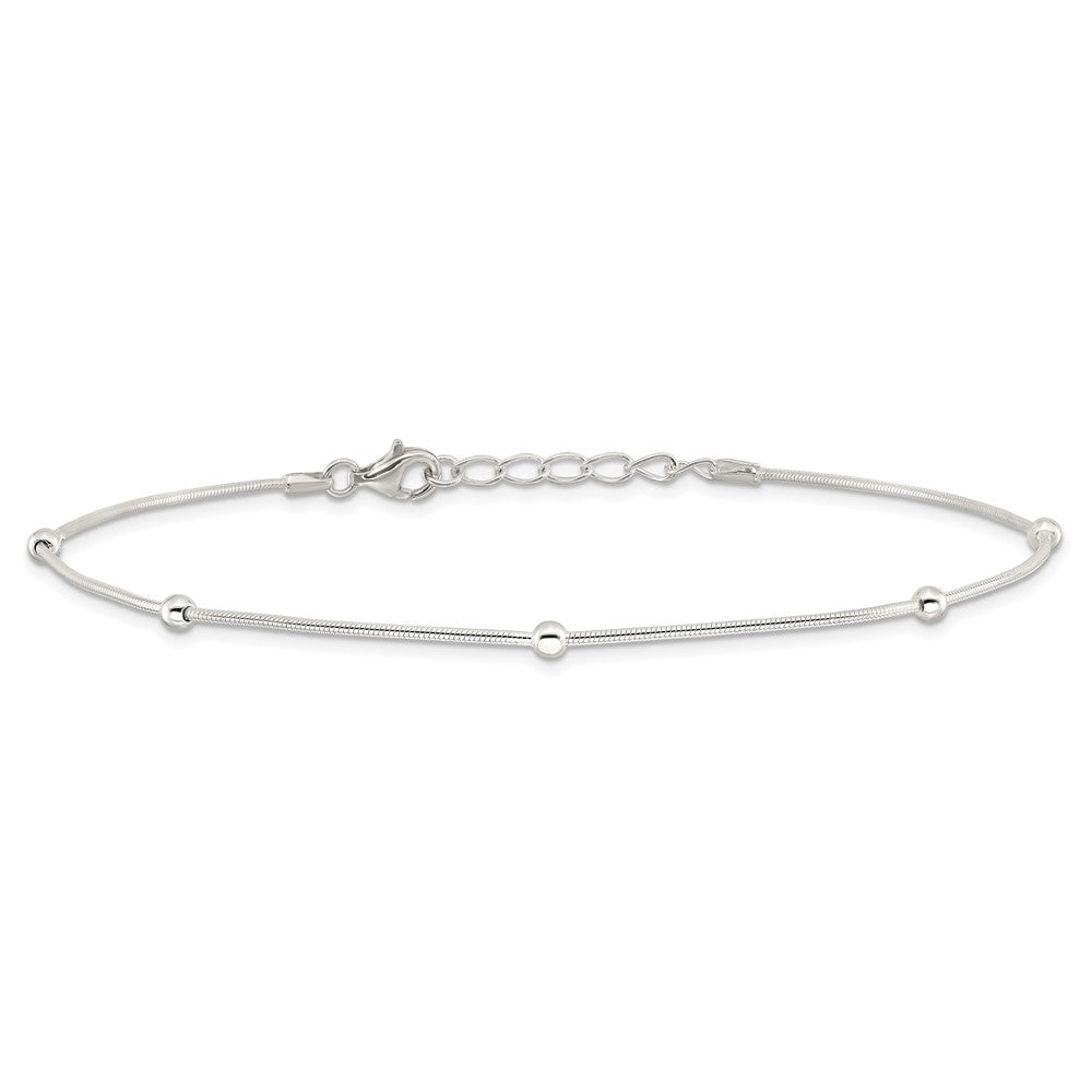 Sterling Silver 10in Plus1.5 in ext Polished Anklet