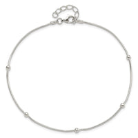 Sterling Silver 9in Plus1.5 in ext Polished Anklet