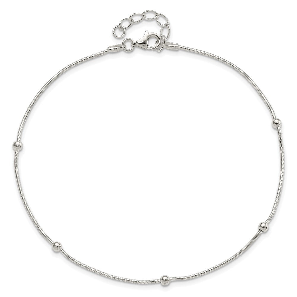 Sterling Silver 10in Plus1.5 in ext Polished Anklet