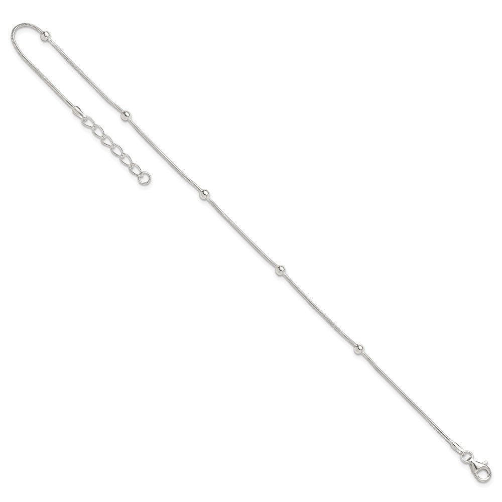 Sterling Silver 9in Plus1.5 in ext Polished Anklet