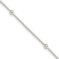 Sterling Silver 10in Plus1.5 in ext Polished Anklet