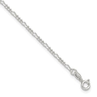 Sterling Silver Diamond Cut Polished Figaro 10in Plus 1in ext. Anklet