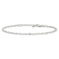 Sterling Silver D/C Polished 10in with 1in ext. Anklet