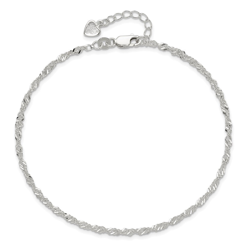 Sterling Silver D/C Polished 10in with 1in ext. Anklet
