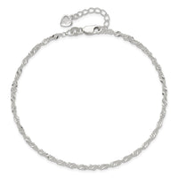 Sterling Silver D/C Polished 10in with 1in ext. Anklet