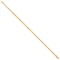 Sterling Silver Gold-tone D/C Polished 9in Plus a 1in ext. Anklet