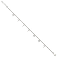 Sterling Silver Polished Dragonfly 9in Plus 1in Ext. Anklet