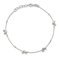 Sterling Silver Polished Dolphin9in Plus 1in Ext. Anklet
