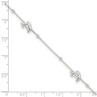 Sterling Silver Polished Dolphin9in Plus 1in Ext. Anklet