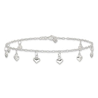 Sterling Silver Polished Puffed Heart Anklet