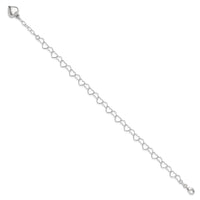 Sterling Silver Polished Puffed Heart 10in Plus 1in ext. Anklet