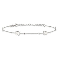 Sterling Silver Polished Elephant 9in Plus 2in Ext. Anklet
