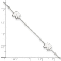 Sterling Silver Polished Elephant 9in Plus 2in Ext. Anklet