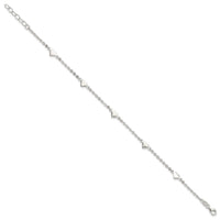 Sterling Silver 9 inch Polished Heart Plus 1in ext. Anklet