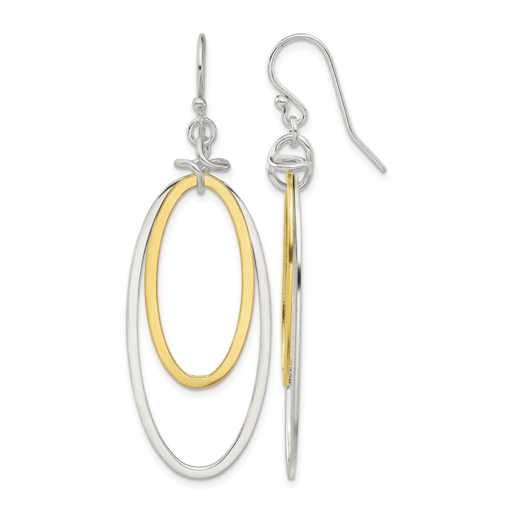 Sterling Silver and Vermeil Polished Drop Necklace and Earring Set
