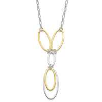 Sterling Silver and Vermeil Polished Drop Necklace and Earring Set