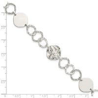 Sterling Silver Polished and Textured Fancy Link Bracelet