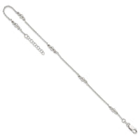 Sterling Silver Polished Bead 9in Plus 1in ext. Anklet