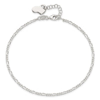 Sterling Silver Polished Heart 9in Plus 1in Ext. Anklet