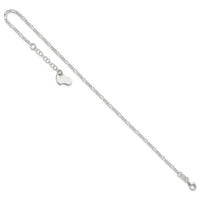 Sterling Silver Polished Heart 9in Plus 1in Ext. Anklet