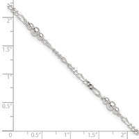 Sterling Silver Polished Bead Plus 1in ext. Anklet