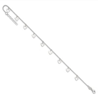 Sterling Silver 9 inch Polished Heart with 1in ext. Anklet