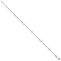 Sterling Silver Polished Swirl Disc 9in Plus 1in ext. Anklet