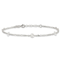 Sterling Silver Polished Swirl Disc 9in Plus 1in ext. Anklet