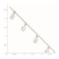 Sterling Silver Polished Turtle 9in Plus 1in Ext. Anklet