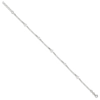 Sterling Silver Polished Moon and Star 9in Plus 1in Ext. Anklet
