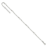 Sterling Silver Polished Moon and Star 9in Plus 1in Ext. Anklet