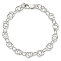 Sterling Silver Polished and Textured Fancy Bracelet