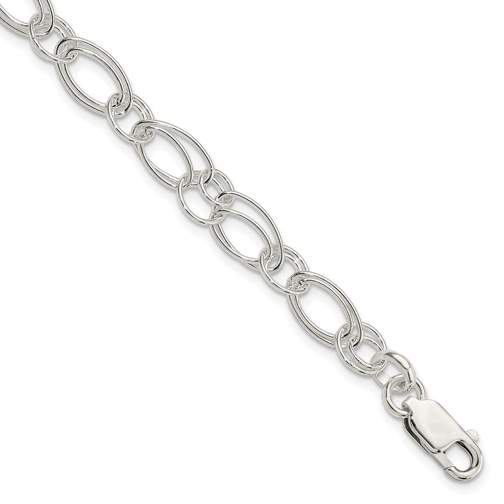 Sterling Silver Polished Oval Link Bracelet