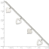 Sterling Silver Polished Heart Bracelet