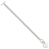 Sterling Silver Polished Engraveable Heart Bracelet