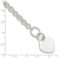 Sterling Silver Polished Engraveable Heart Bracelet