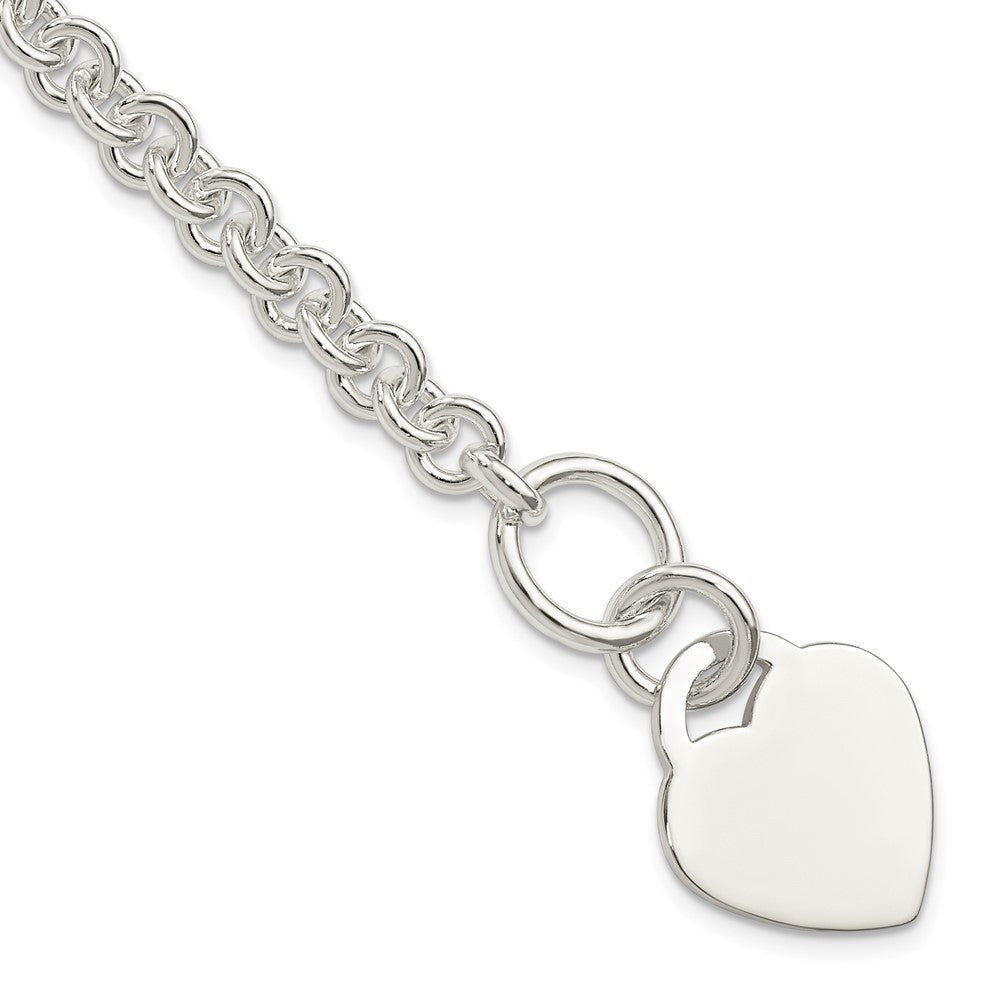 Sterling Silver Polished Engraveable Heart Bracelet