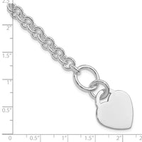 Sterling Silver Rhodium-plated Polished Heart Bracelet