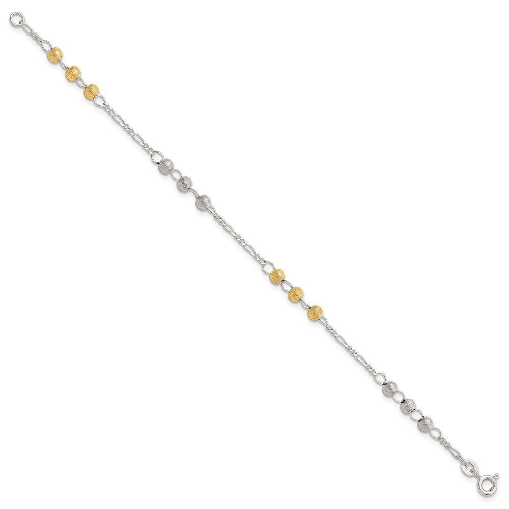 Sterling Silver Gold-plated Textured Beaded Bracelet