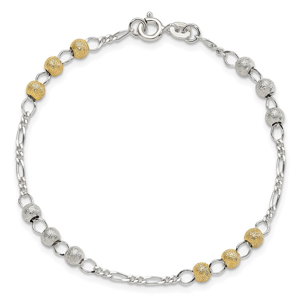 Sterling Silver Gold-plated Textured Beaded Bracelet