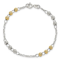 Sterling Silver Gold-plated Textured Beaded Bracelet