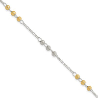 Sterling Silver Gold-plated Textured Beaded Bracelet