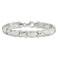 Sterling Silver Polished and Satin X and O Bracelet