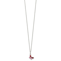 Sterling Silver Polished Enameled Butterfly Necklace