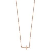 Sterling Silver RG-plated Small Sideways Curved Cross Necklace