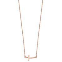 Sterling Silver RG-plated Large Sideways Curved Cross Necklace